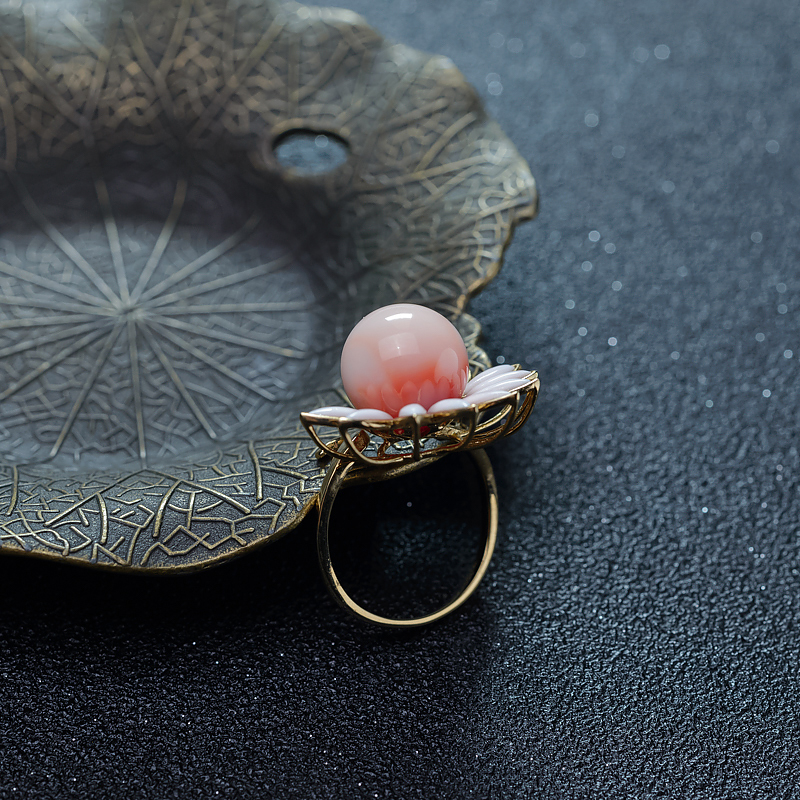 天然珊瑚戒指-红掌柜