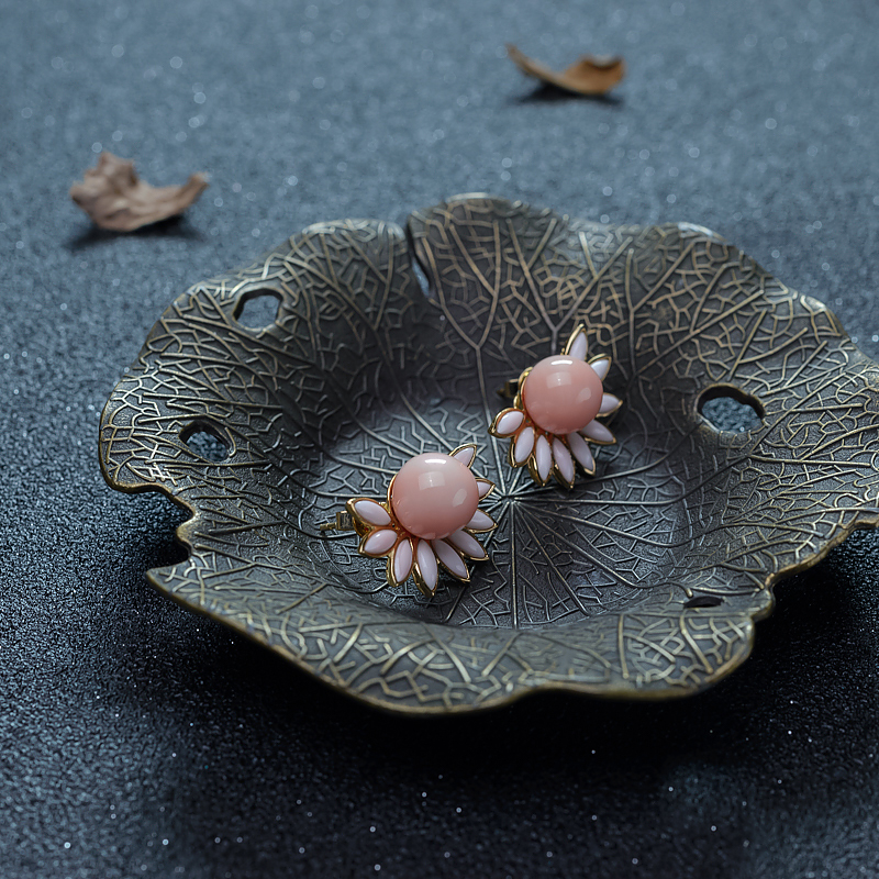 珊瑚耳钉-红掌柜