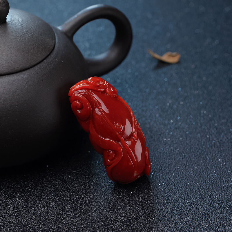 阿卡红珊瑚葫芦吊坠-红掌柜
