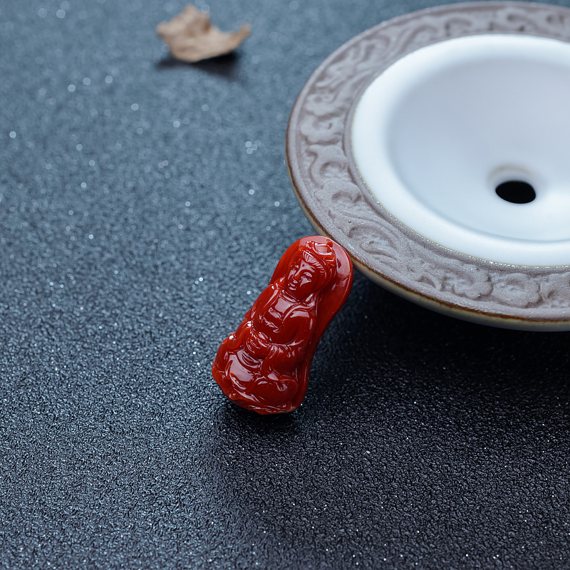 天然阿卡牛血红珊瑚观音吊坠-红掌柜