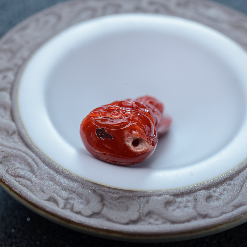 日本天然阿卡红珊瑚观音吊坠-红掌柜