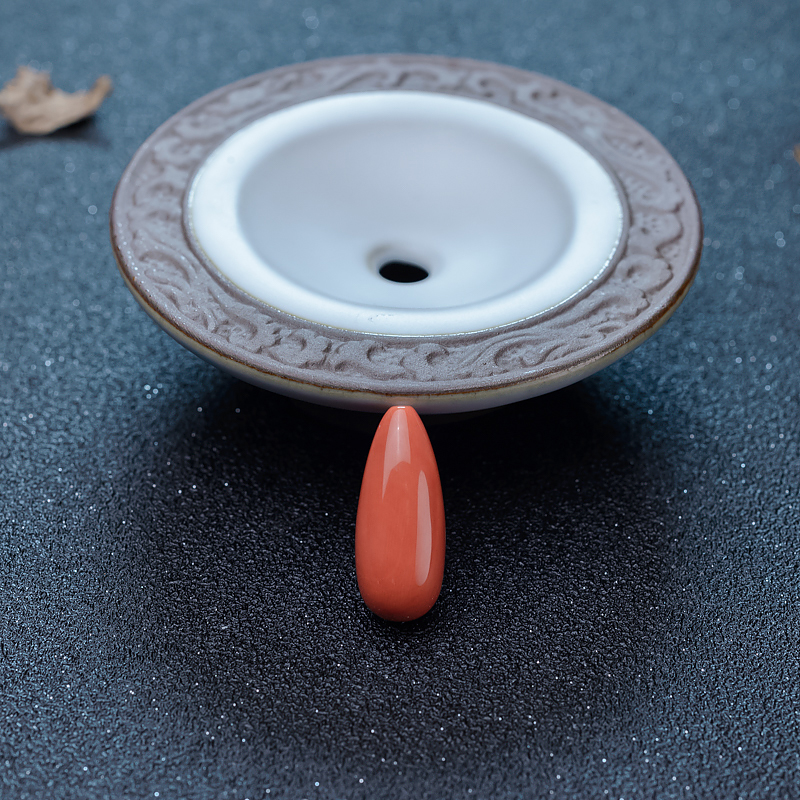 台湾天然MOMO珊瑚水滴戒面-红掌柜