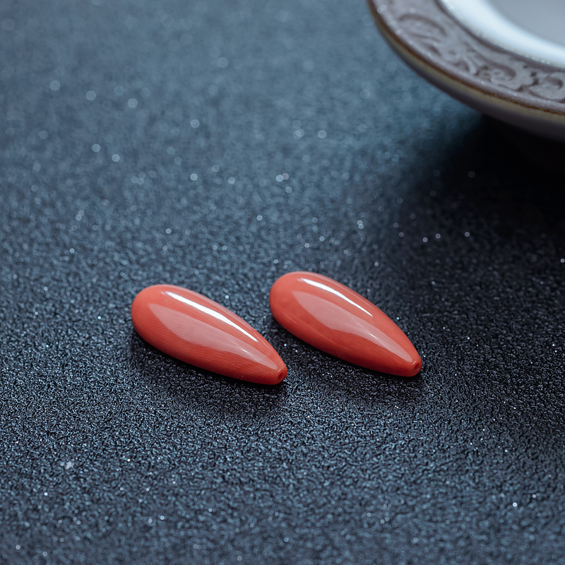 MOMO珊瑚水滴戒面-红掌柜