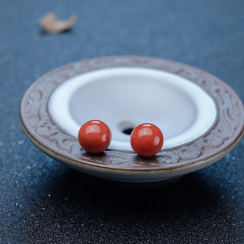 意大利天然沙丁珊瑚圆珠-红掌柜