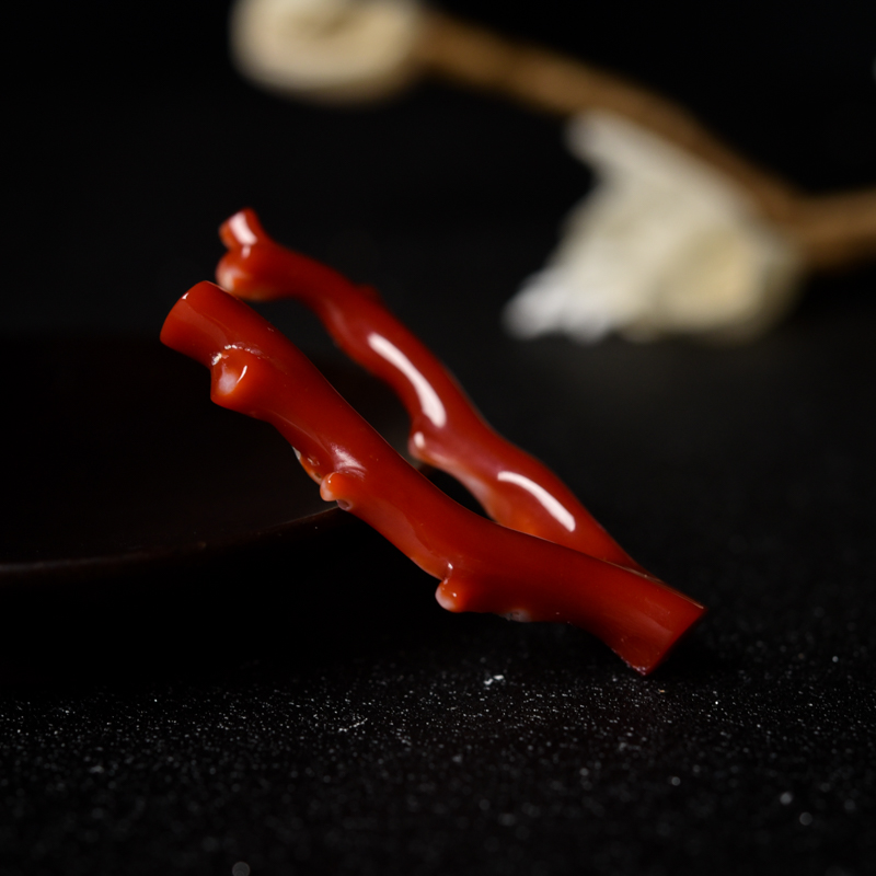 天然阿卡深红珊瑚原枝-红掌柜