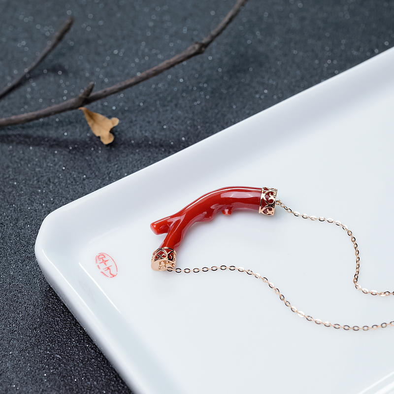 正红珊瑚锁骨链-红掌柜