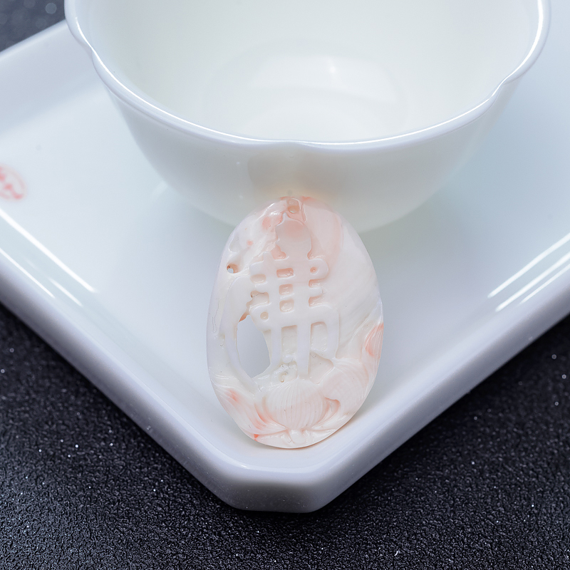 深水粉红珊瑚吊坠-红掌柜