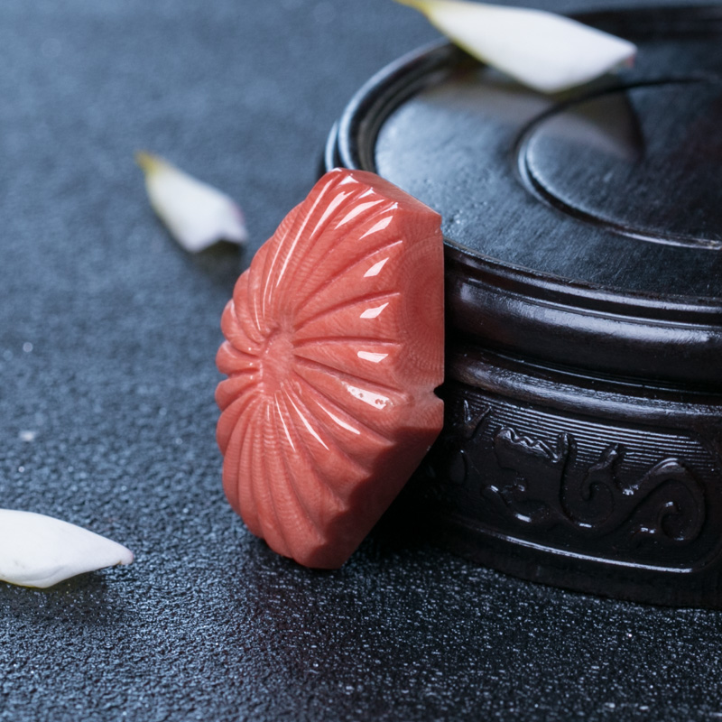 中国台湾红珊瑚戒面-红掌柜