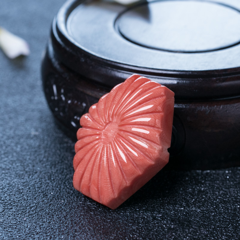 天然MOMO珊瑚戒面-红掌柜