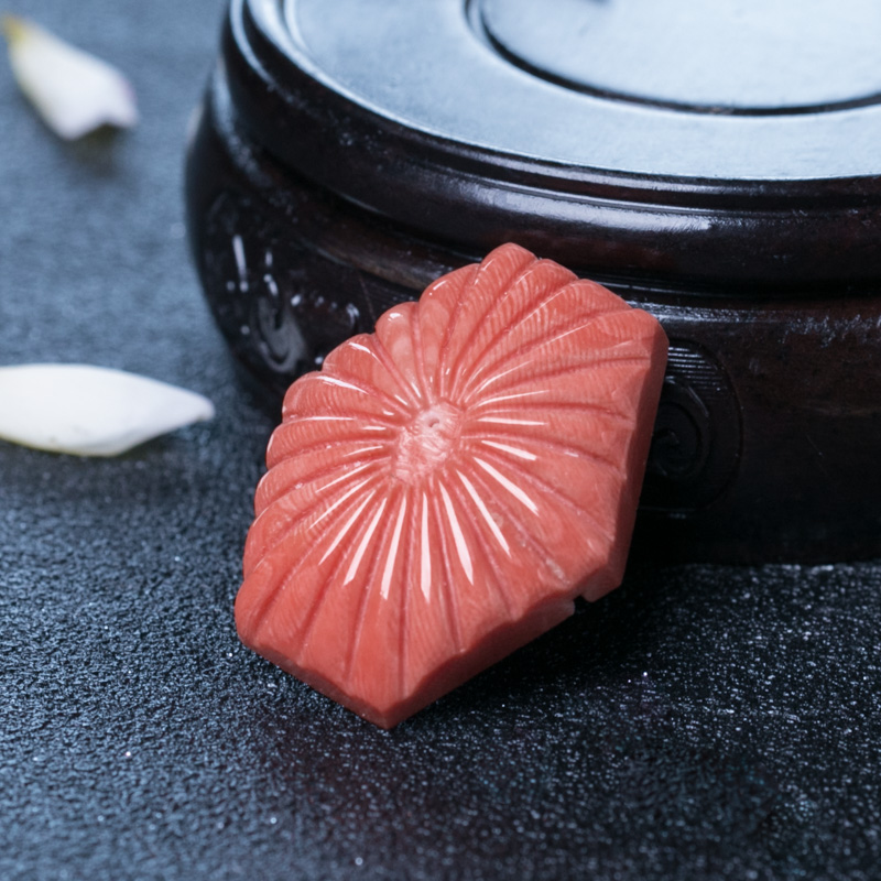 中国台湾MOMO珊瑚戒面-红掌柜