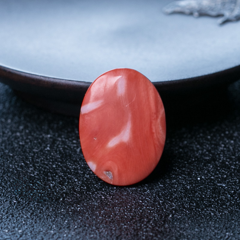 MOMO天然珊瑚戒面-红掌柜