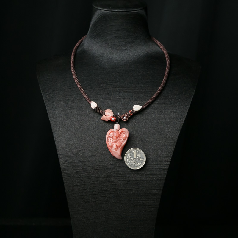 深水珊瑚心形项链-红掌柜