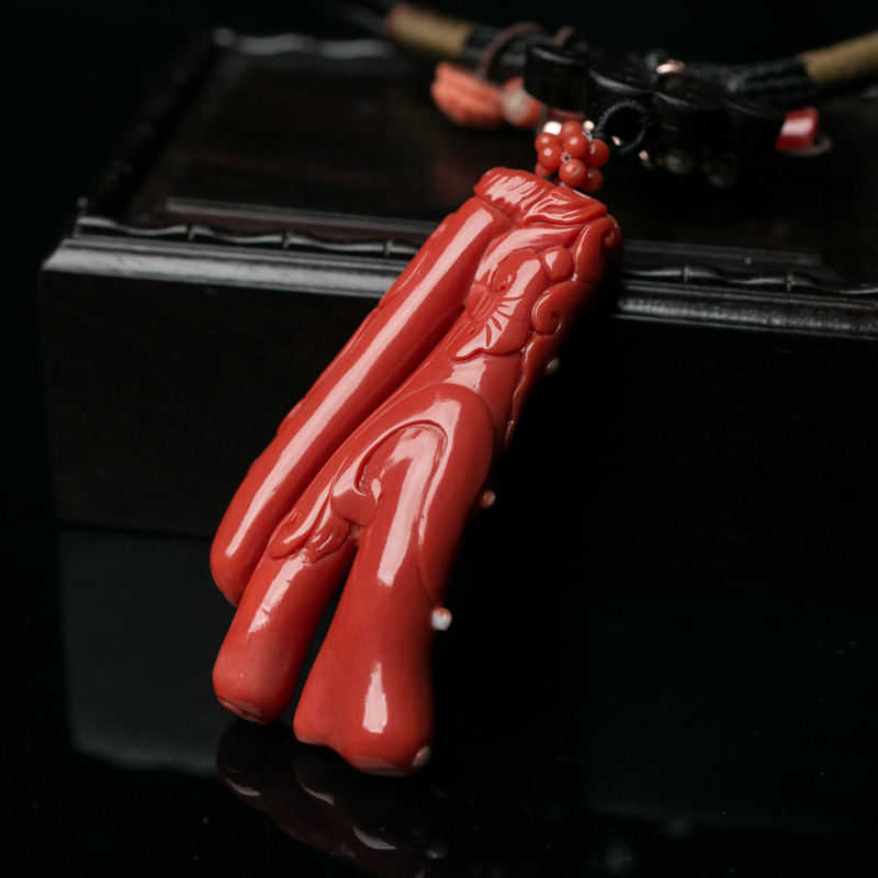 台湾天然珊瑚如意幸福项链-红掌柜