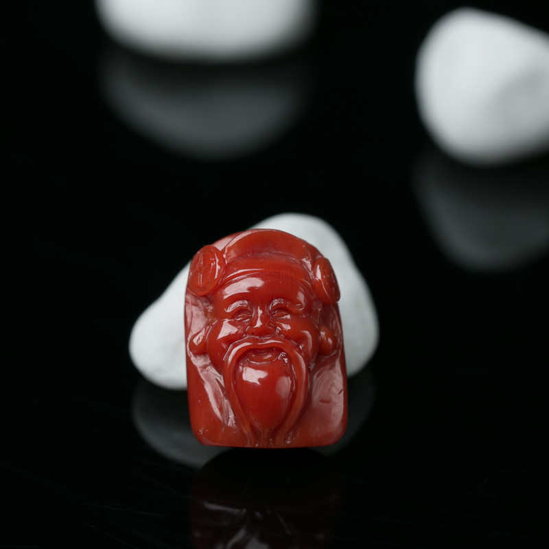 沙丁珊瑚财神吊坠-红掌柜