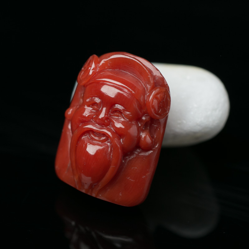 天然珊瑚财神吊坠-红掌柜