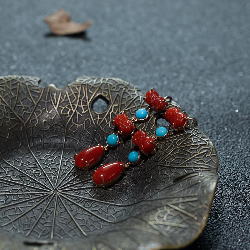 日本阿卡珊瑚耳坠-红掌柜