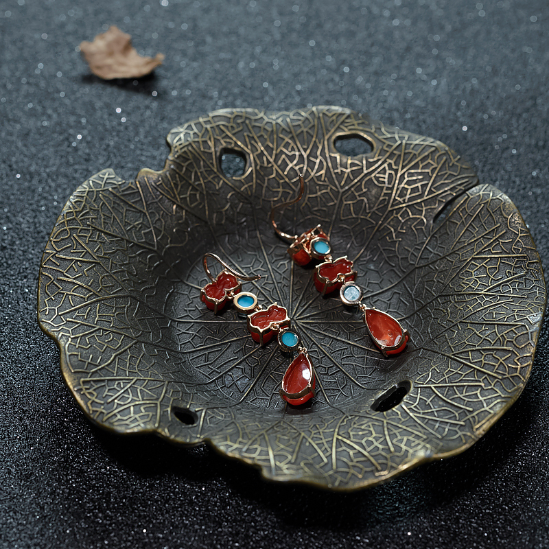 18K天然日本珊瑚耳坠-红掌柜