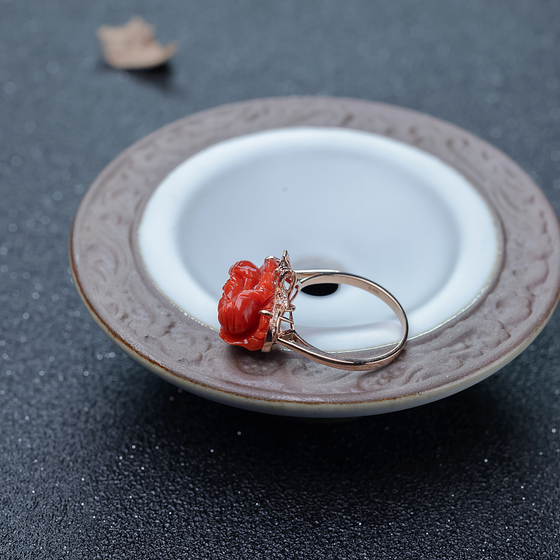 18K沙丁珊瑚戒指-红掌柜