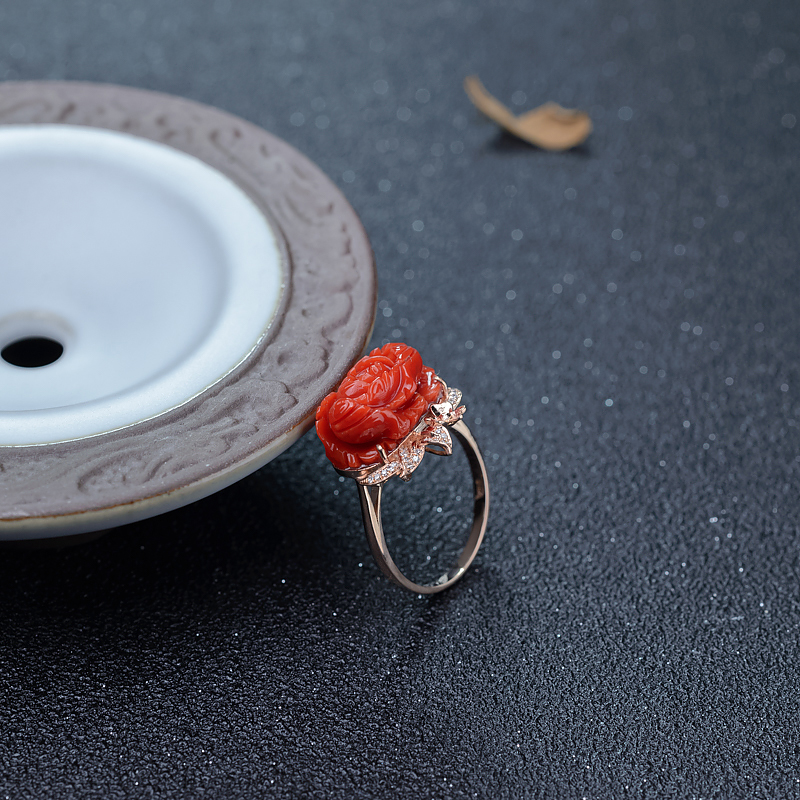 沙丁珊瑚戒指-红掌柜