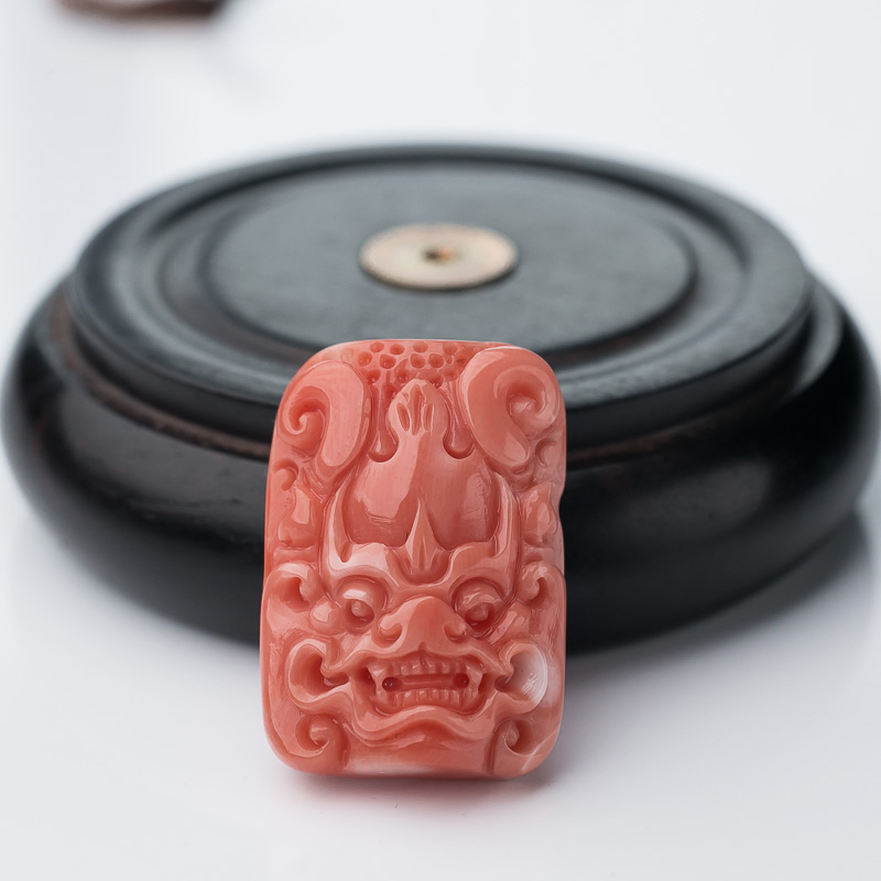 珊瑚仿古兽吊坠-红掌柜