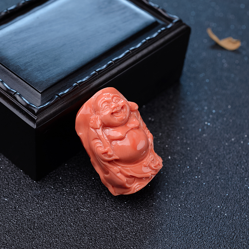 天然台湾珊瑚佛吊坠-红掌柜 