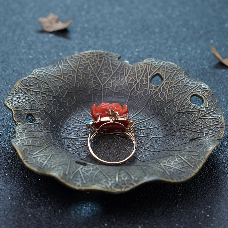 18K天然意大利珊瑚牡丹花戒指-红掌柜