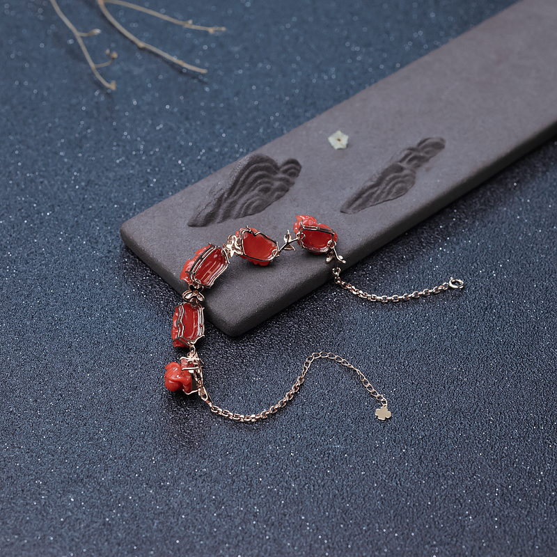 珊瑚牡丹花手链-红掌柜