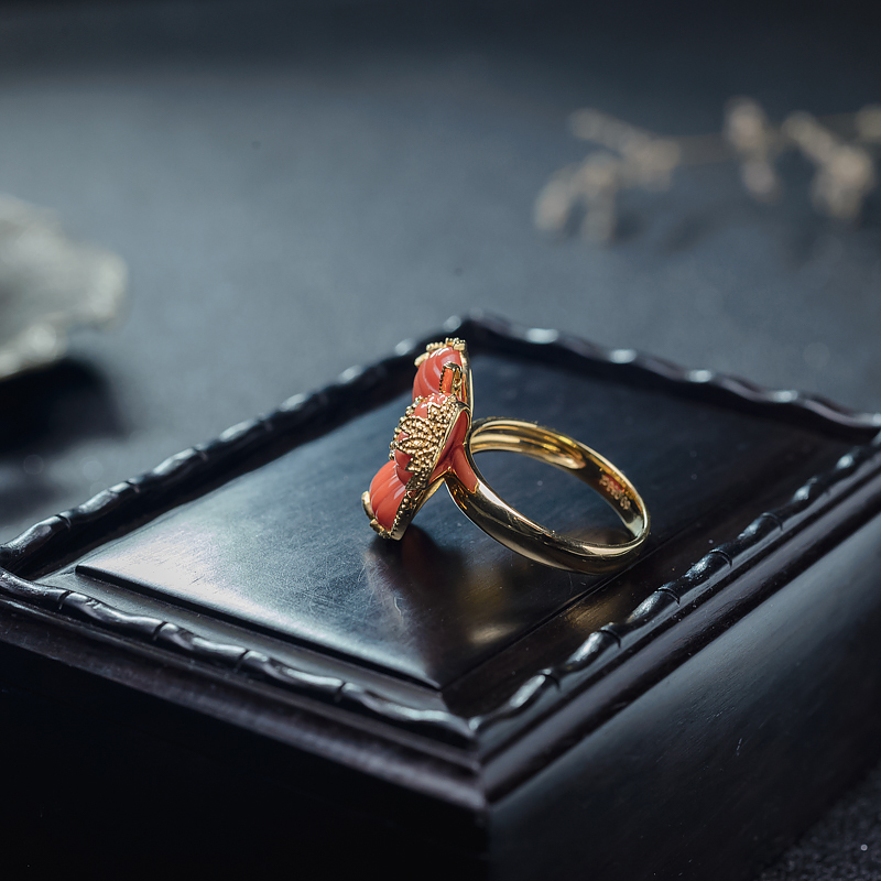 天然MOMO珊瑚戒指-红掌柜