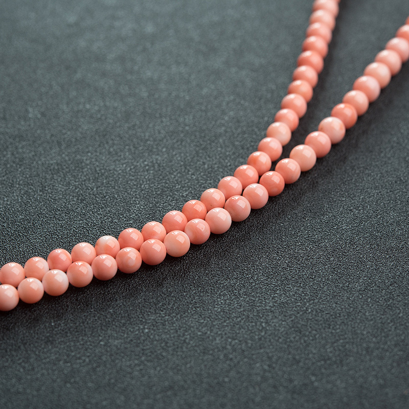 天然MOMO粉红珊瑚塔链-红掌柜