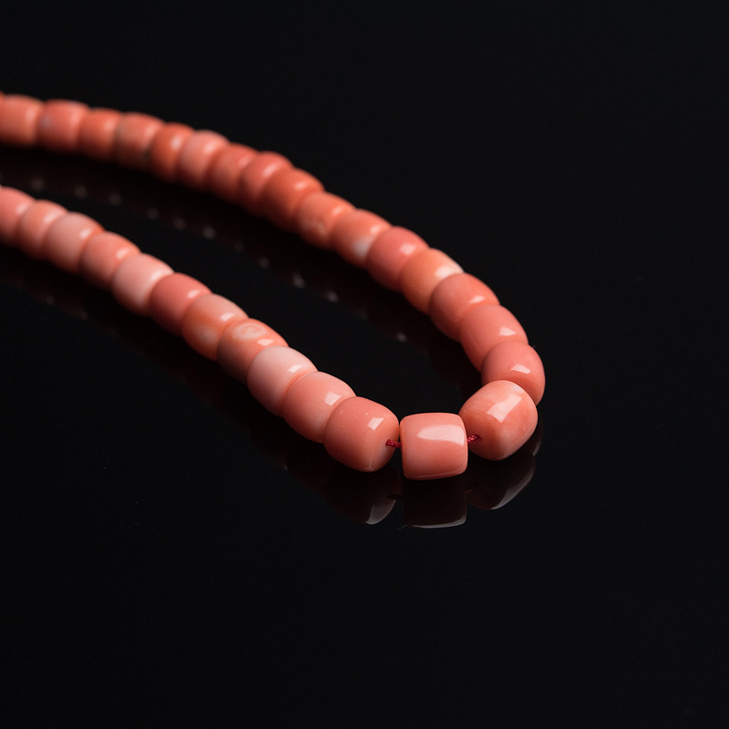 MOMO橘红珊瑚桶珠佛珠-红掌柜