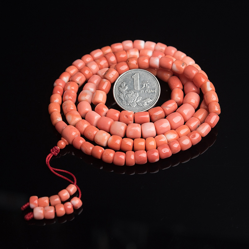 MOMO橘红珊瑚桶珠佛珠-红掌柜