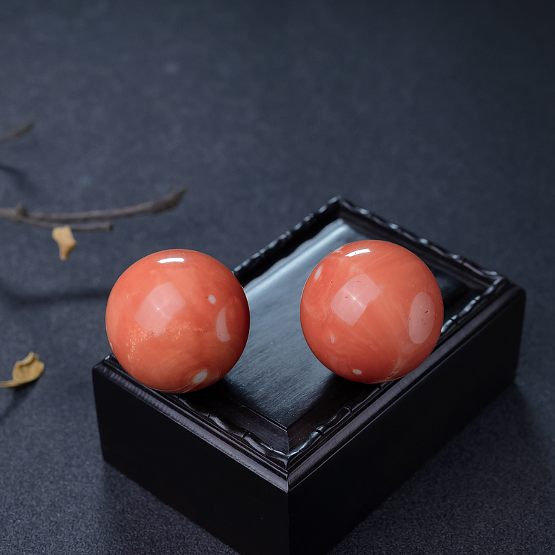 台湾MOMO橘色珊瑚对珠-红掌柜