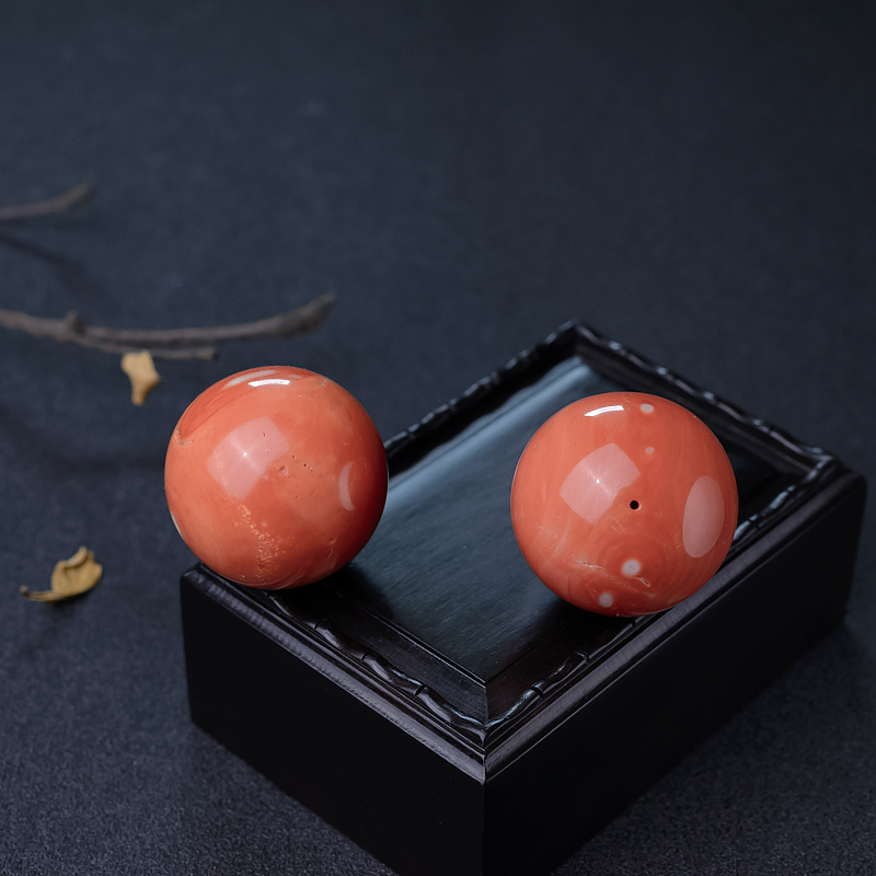 台湾天然MOMO珊瑚对珠-红掌柜