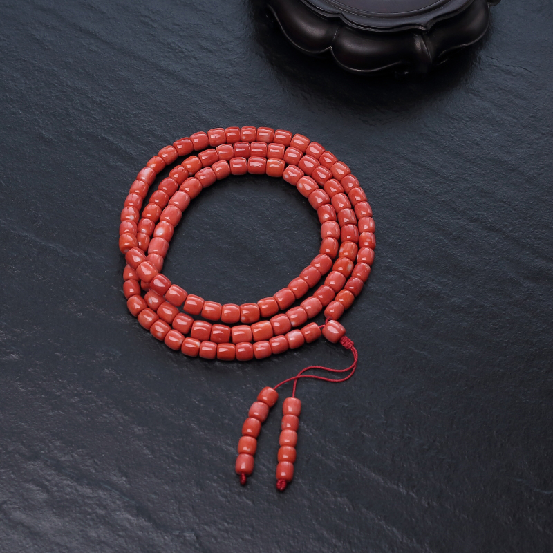 红珊瑚桶珠108佛珠-红掌柜