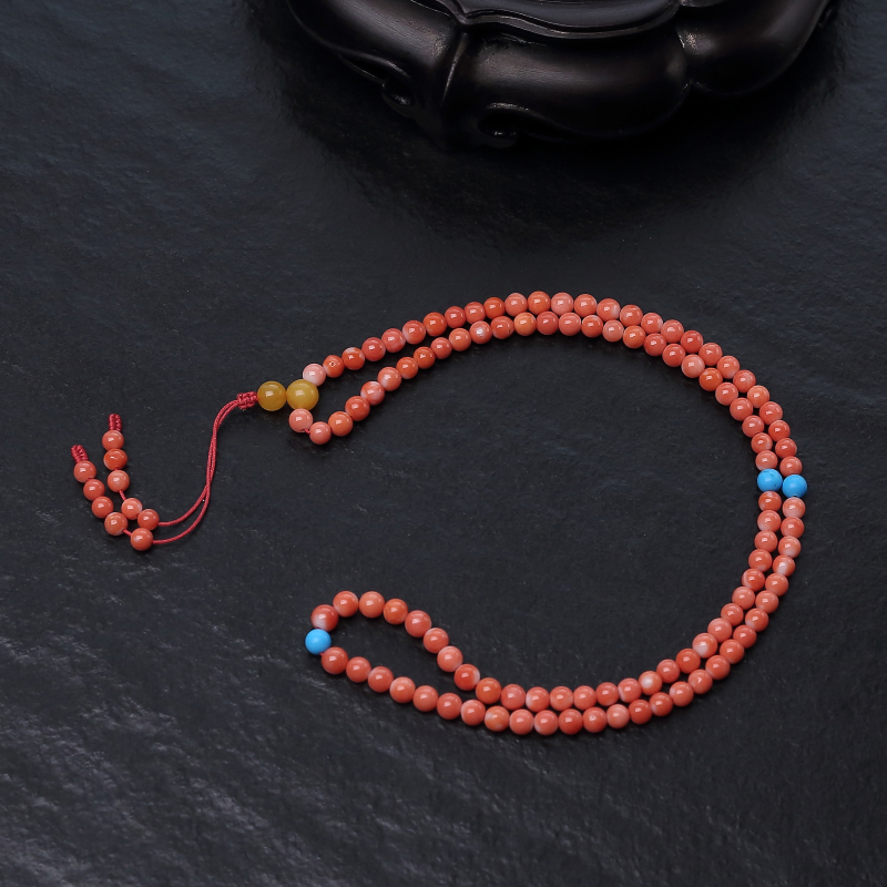 MOMO橘色珊瑚108佛珠-红掌柜