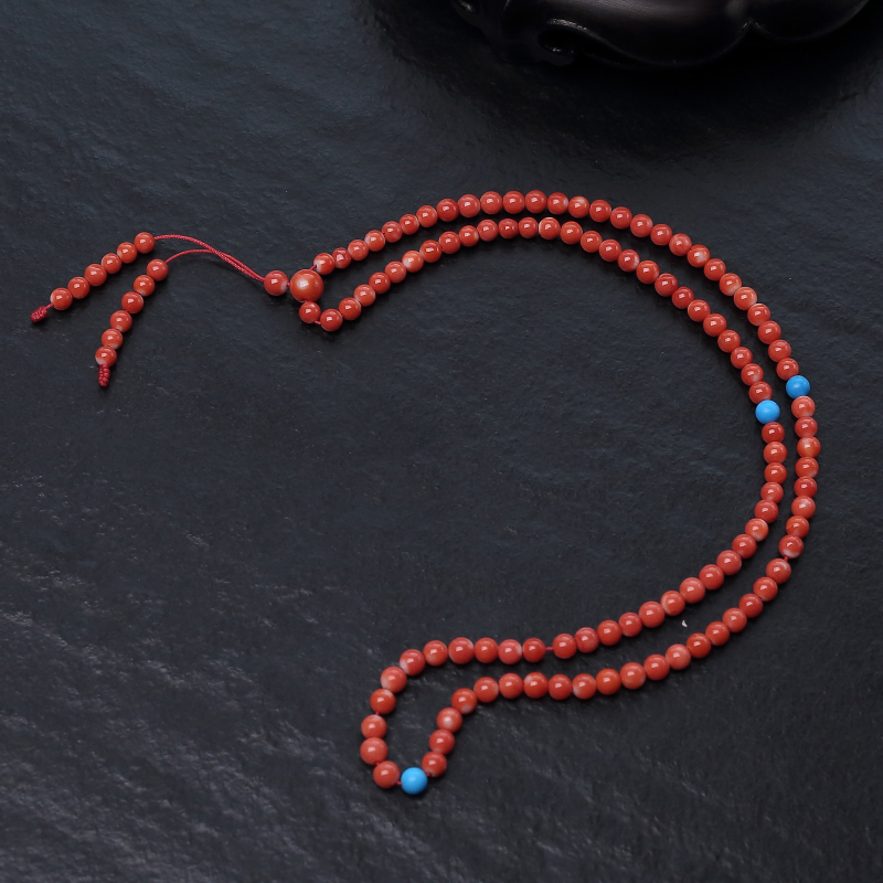 MOMO橘色珊瑚108佛珠-红掌柜