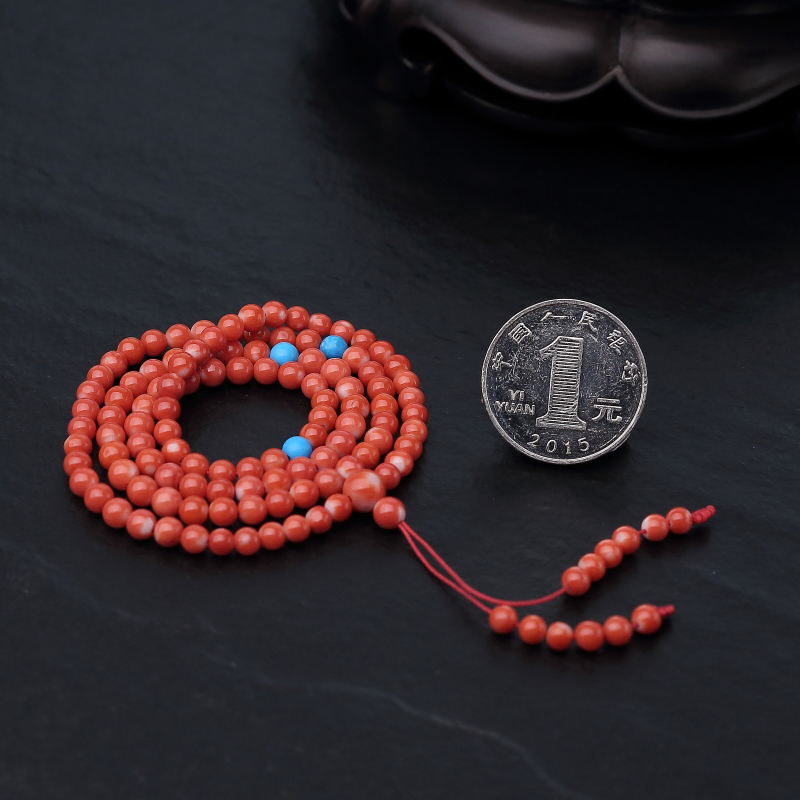 天然MOMO珊瑚佛珠-红掌柜
