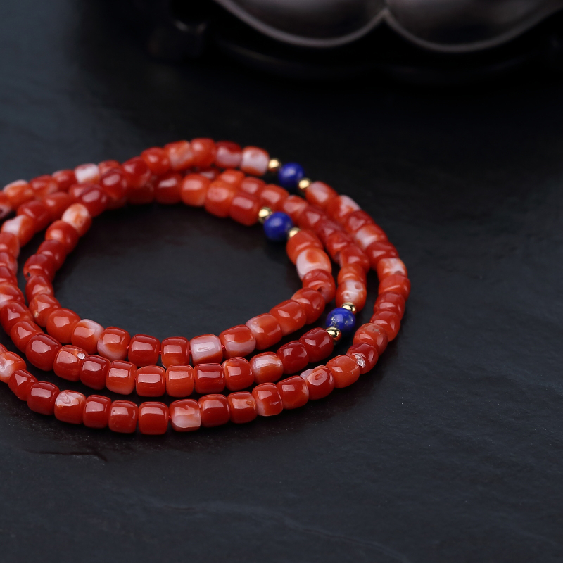 天然红珊瑚苹果珠佛珠-红掌柜