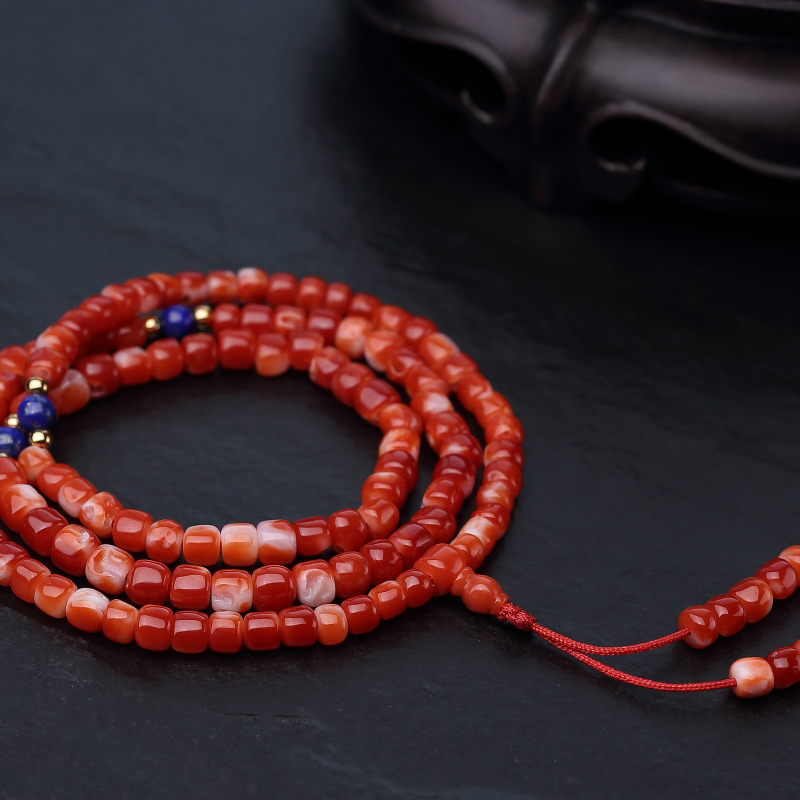 阿卡正红珊瑚苹果珠佛珠-红掌柜