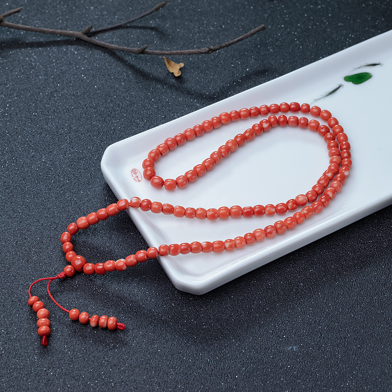 MOMO珊瑚苹果珠108佛珠-红掌柜