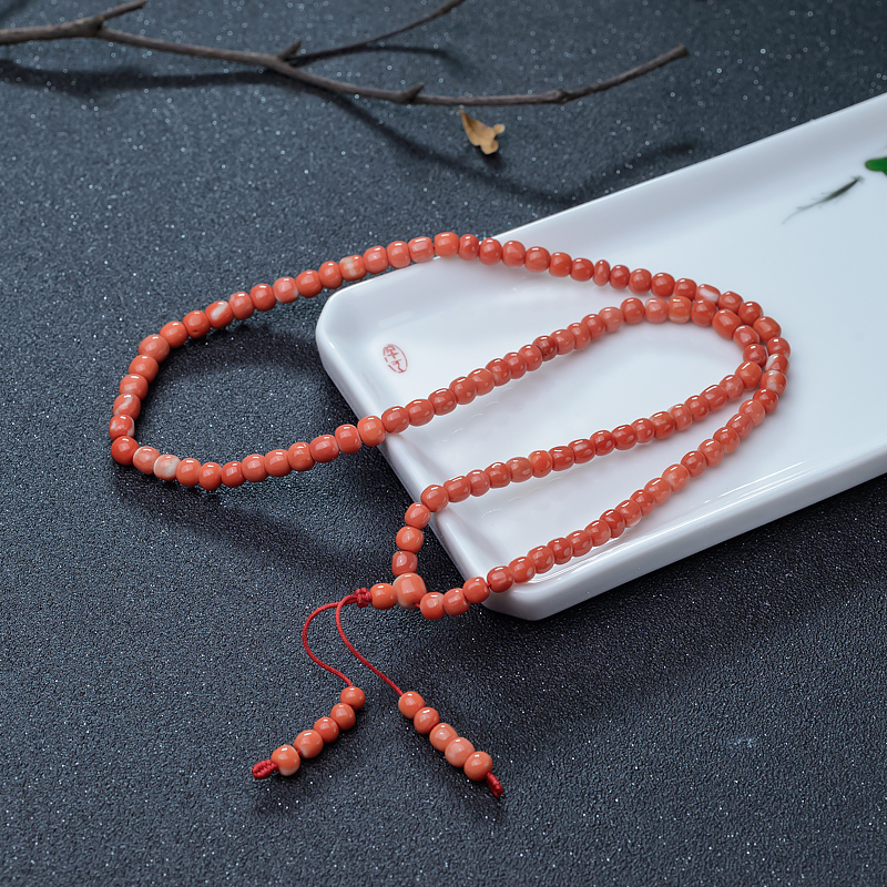 MOMO珊瑚苹果珠108佛珠-红掌柜