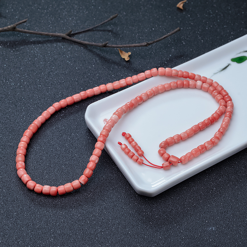 MOMO珊瑚桶珠108佛珠-红掌柜