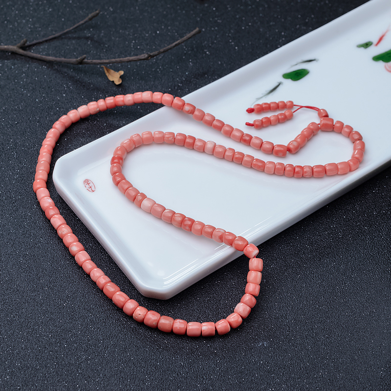 MOMO橘色珊瑚108佛珠-红掌柜