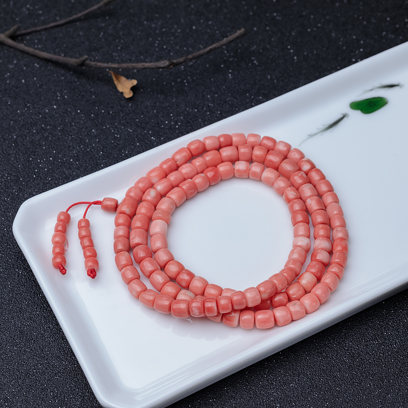 MOMO橘色珊瑚佛珠-红掌柜