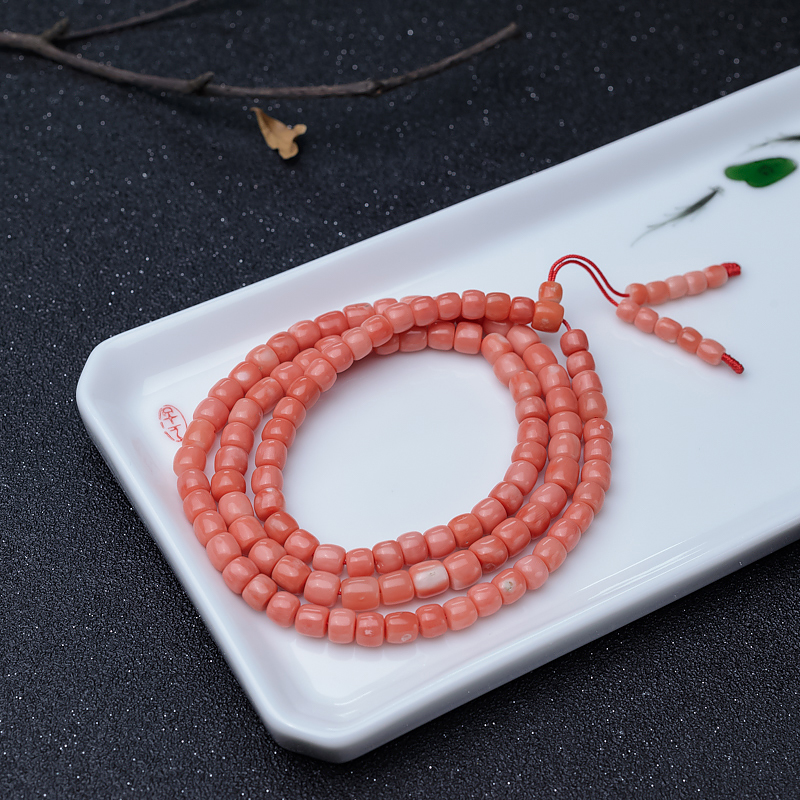 MOMO橘色珊瑚佛珠-红掌柜
