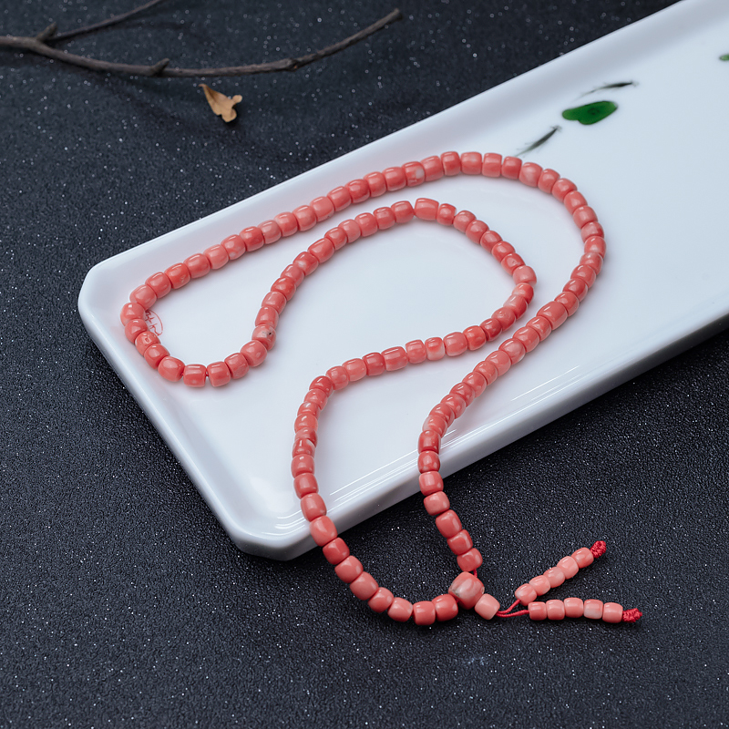 MOMO珊瑚桶珠108佛珠-红掌柜