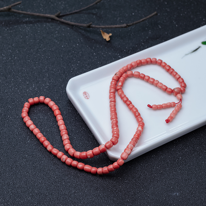 MOMO橘红珊瑚108佛珠-红掌柜