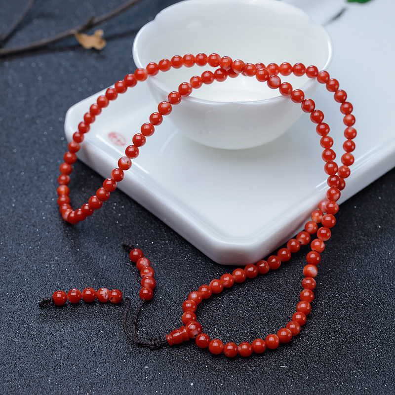 4.5mm阿卡正红珊瑚108佛珠-红掌柜