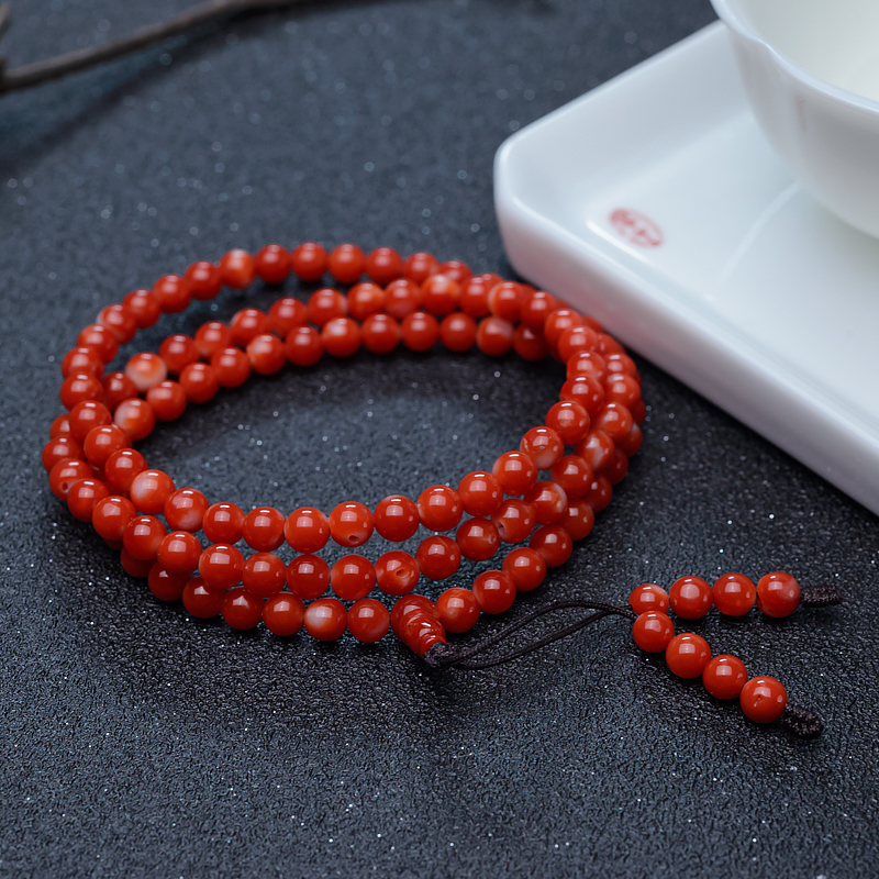 5mm阿卡珊瑚108佛珠-红掌柜