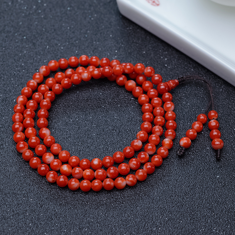 5mm阿卡正红珊瑚佛珠-红掌柜